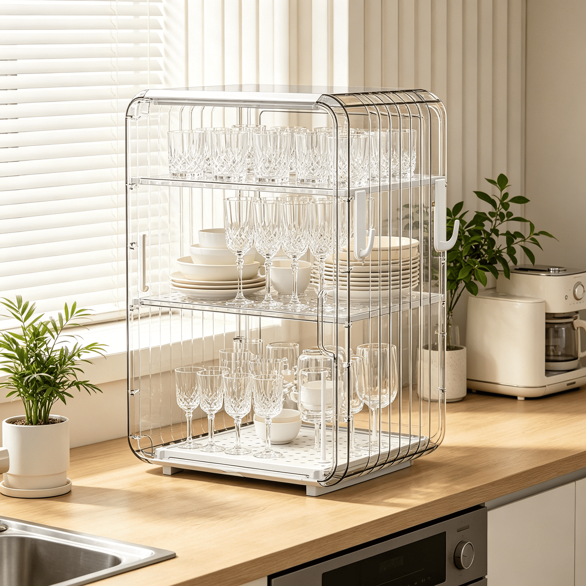 ACDANC 2026 New Dustproof Bottle Storage Rack-Stackable Clear Cup Organizer Box for Cabinet Desktop,Space-Saving Baby Bottle Drying Rack with Cover