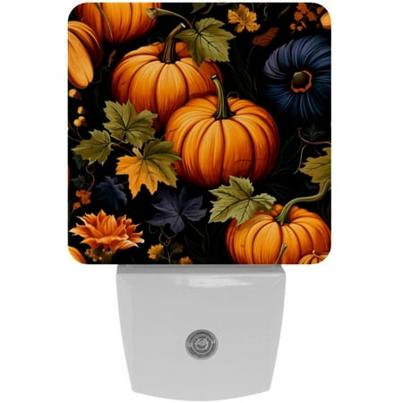 

Thanksgiving pumpkins leaves LED Square Night Lights - Stylish and Energy-Efficient Illumination for Any Room - Set of 2