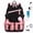 Black and Pink Double Pocket, variant on Large Capacity Nylon Backpack with USB Charging Port, Lightweight Travel Daypack Fits 14 Inch Laptop