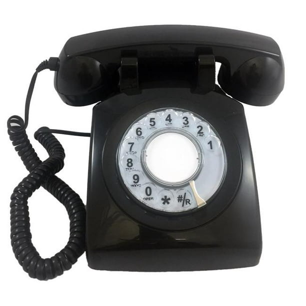 Téléphone de Bureau à Ligne Unique Rotatif - Noir