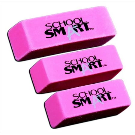 School Smart 077356 Eveled End Latex-Free Large Smudge-Free Eraser, Pink, Pack -
