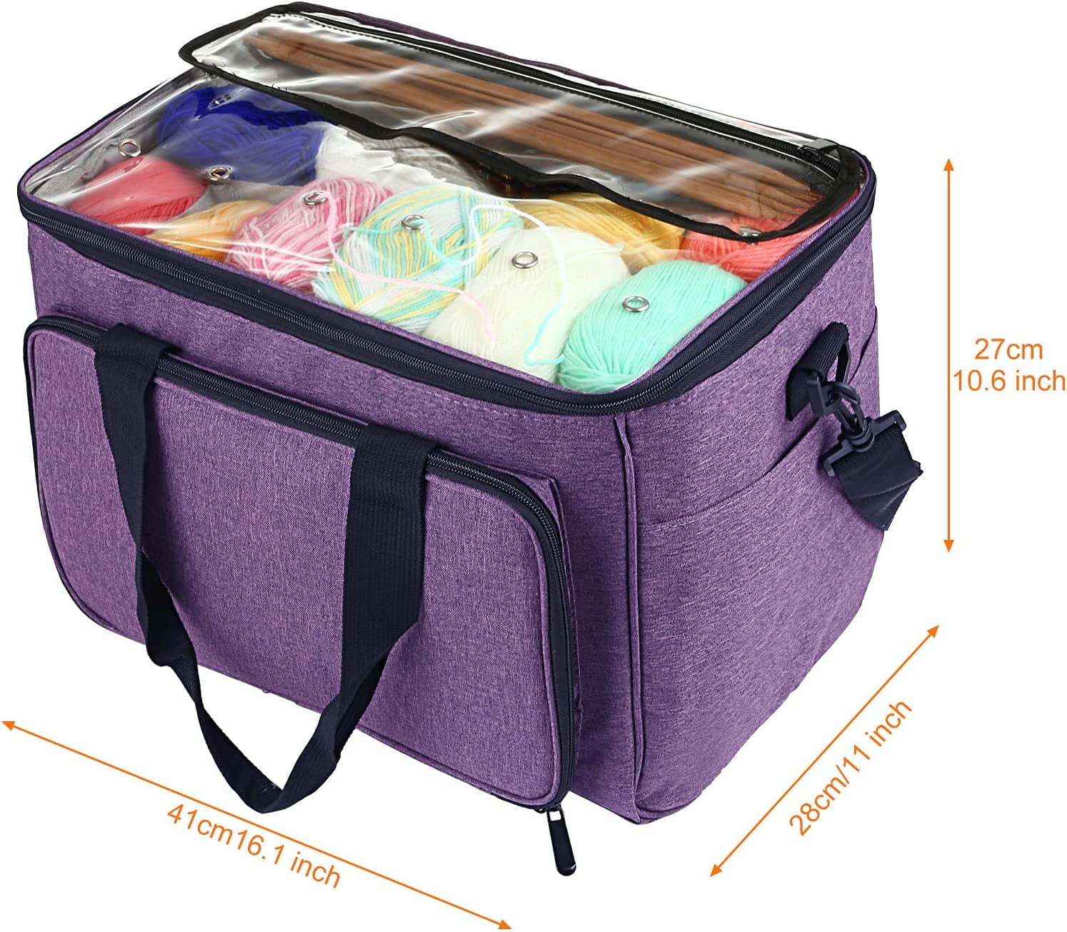 Knitting Bag,Naler Large Capacity Yarn Storage Bag,Purple Yarn Totes for Crochet Hooks,Needles,Yarns