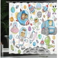 thumbnail image 4 of Ambesonne Cartoon Shower Curtain, Space Rocket, 69"Wx70"L, Multicolor, 4 of 5