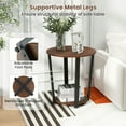 thumbnail image 6 of Canddidliike Round End Table with Open Shelf and Metal Frame-Walnut, Modern Nightstand, End Table for Bedroom Living Room, 6 of 6