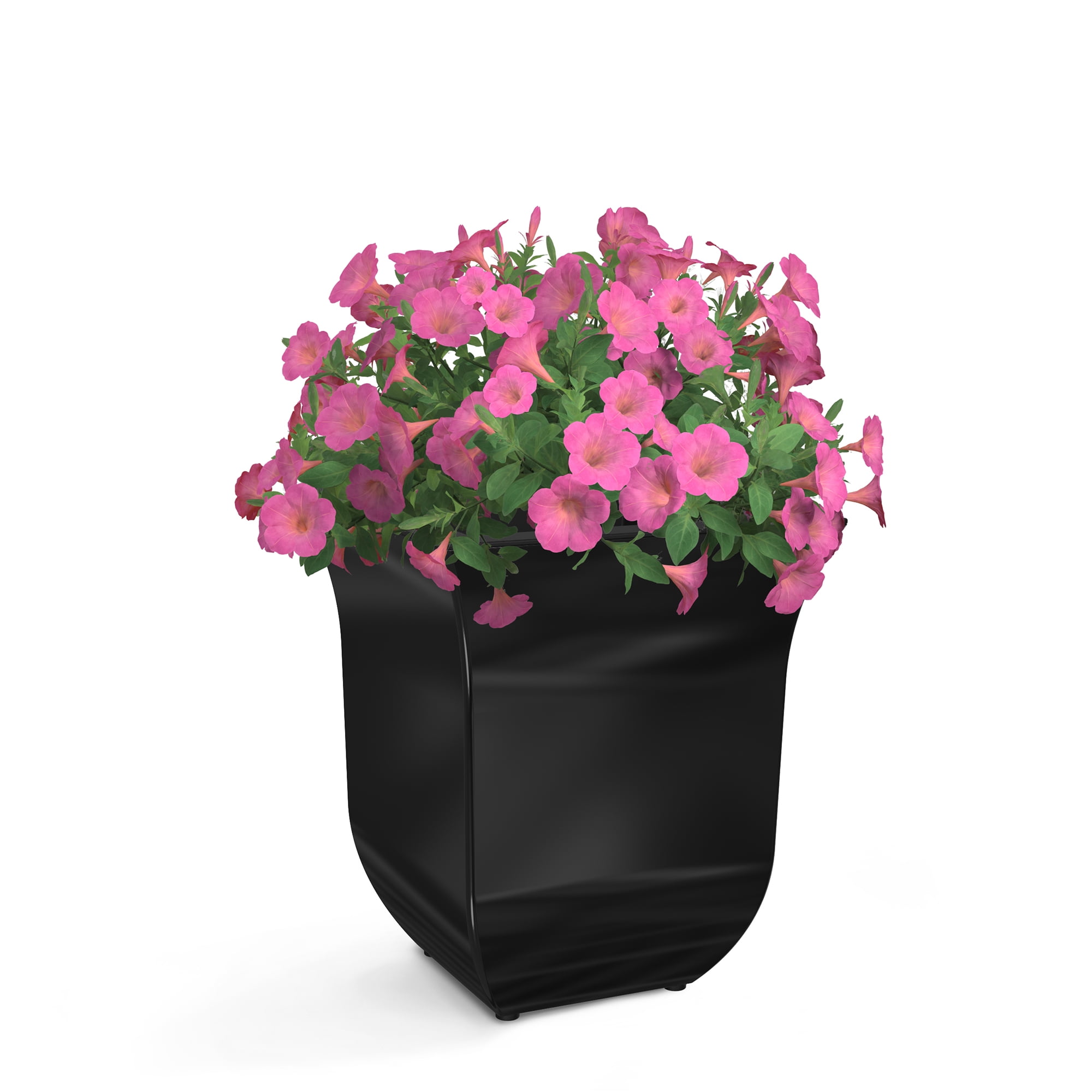 Mayne Valencia 7" x 7" x 8" Square Self Watering Black Plastic Planter