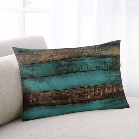 Vintage Teal Stripe Body Pillow Cover, Pillowcase Protectors with Zipper, Breathable Decorative Throw Pillow Case Cover, Farmhouse Shabby Turquoise Pillow Shams for Couch Sofa 24x36Inch