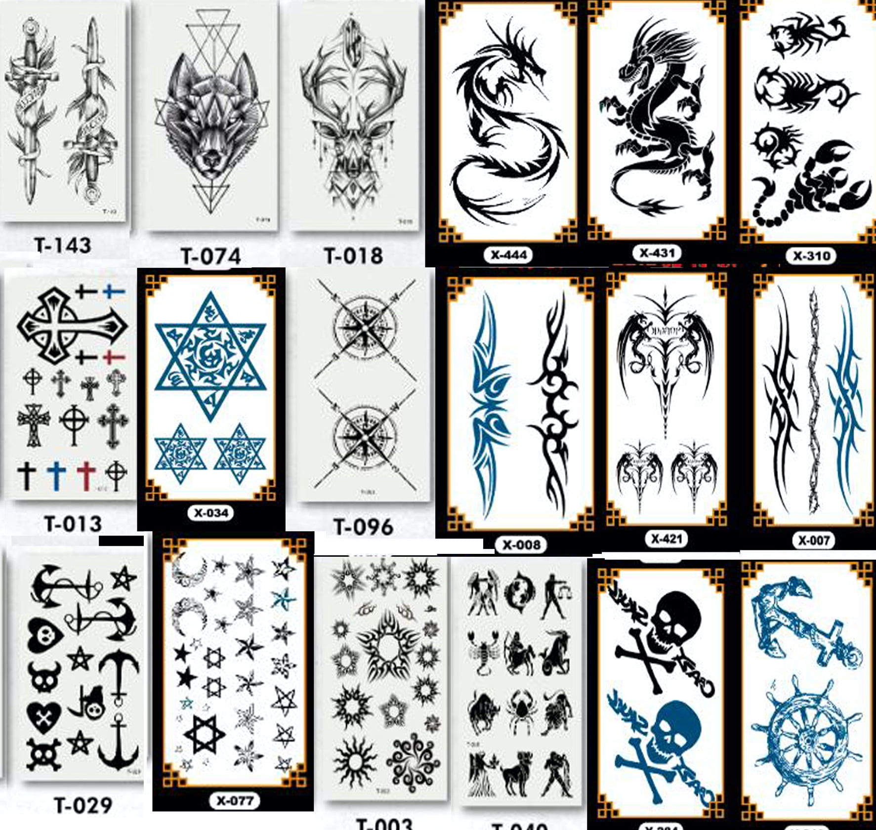 PartyPavillion More Temporary Tattoos Men Women Kids - Black