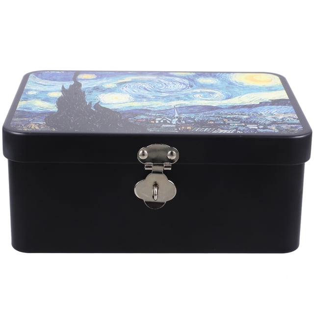 SHISUYAN Vintage Storage Box Tinplate Case Portable Jewelry Box Metal Container With Lock And Keys