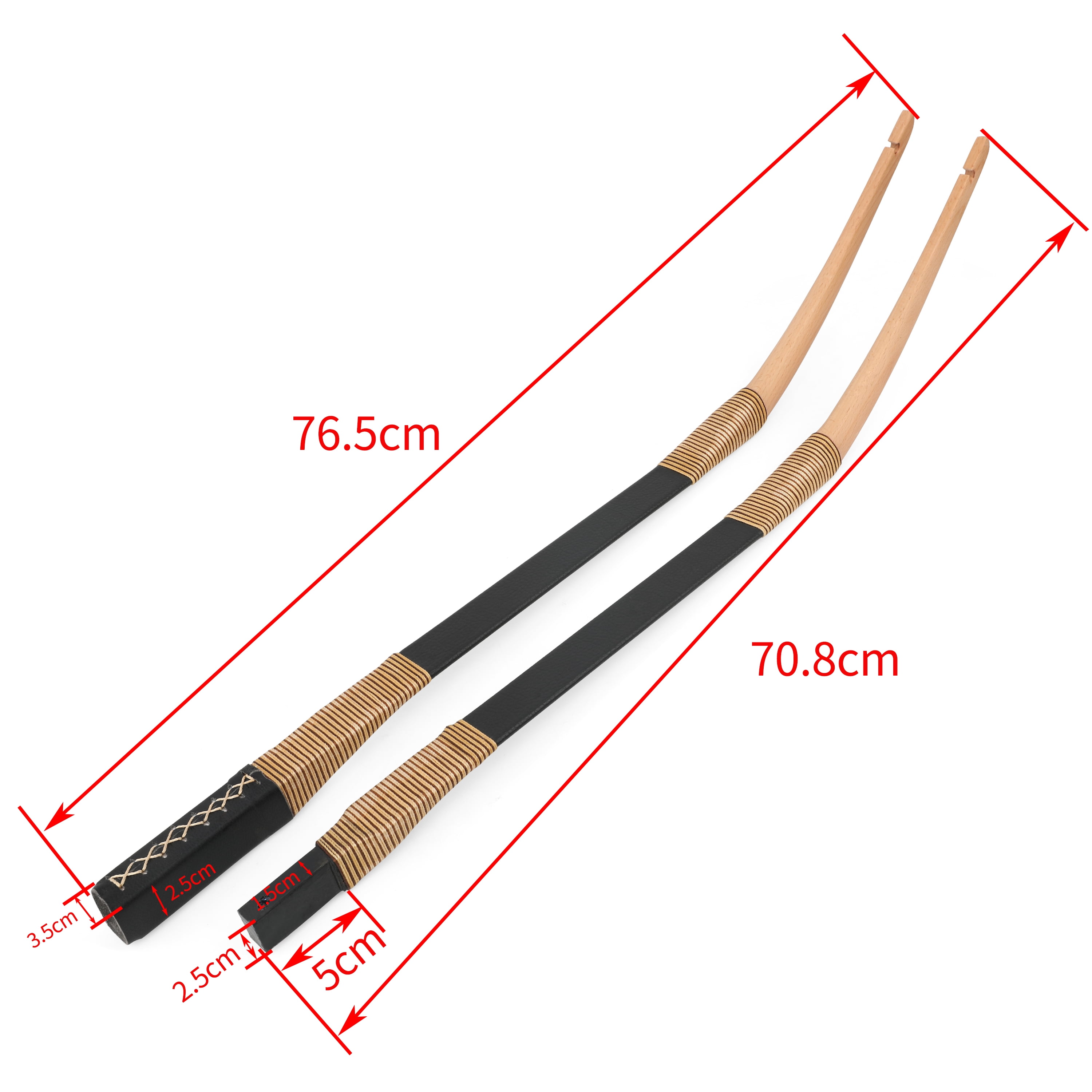 AME Archery 20-35 lbs Traditional Recurve Bow Takedown Wood Horsebow Kit Hunting LH RH（only bow 35lbs）