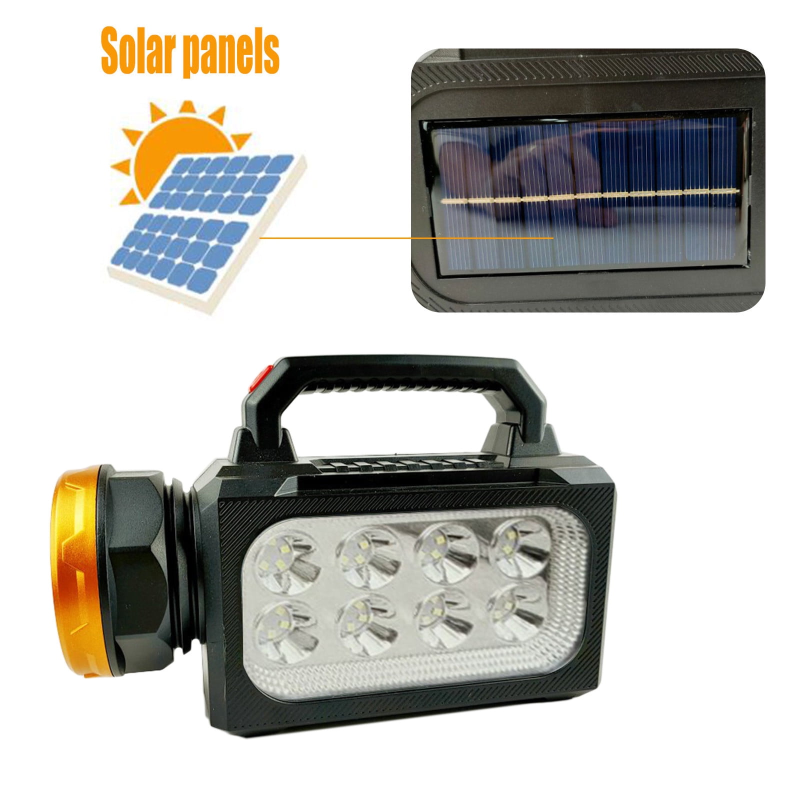 Solar Lamp | Super Bright LED Camping Lantern | USB & Solar Rechargeable Flashlight | IPX65 Waterproof | 2400mAh Battery | Multi-Mode Emergency Tent Light | Portable Handheld Design