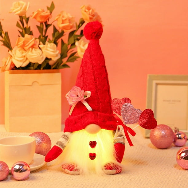 Muñeco de Tela Sin Rostro de Rudolf para San Valentín, Regalo de Decoración, Enano Abrazando Un Corazón.