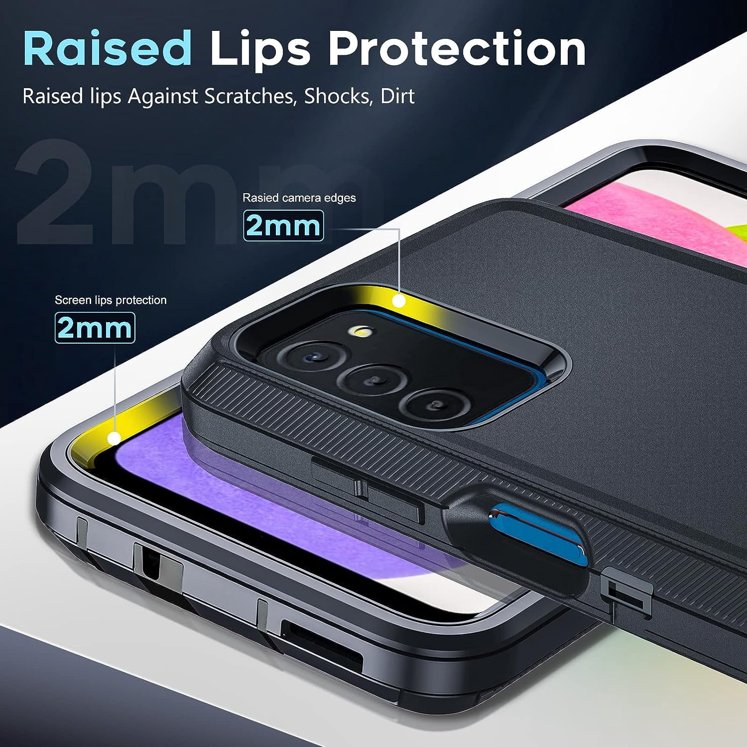 LeYi For Samsung Galaxy A03S Case, AO3S Phone Case: [2 Pack] Tempered Glass Screen Protectors, Black