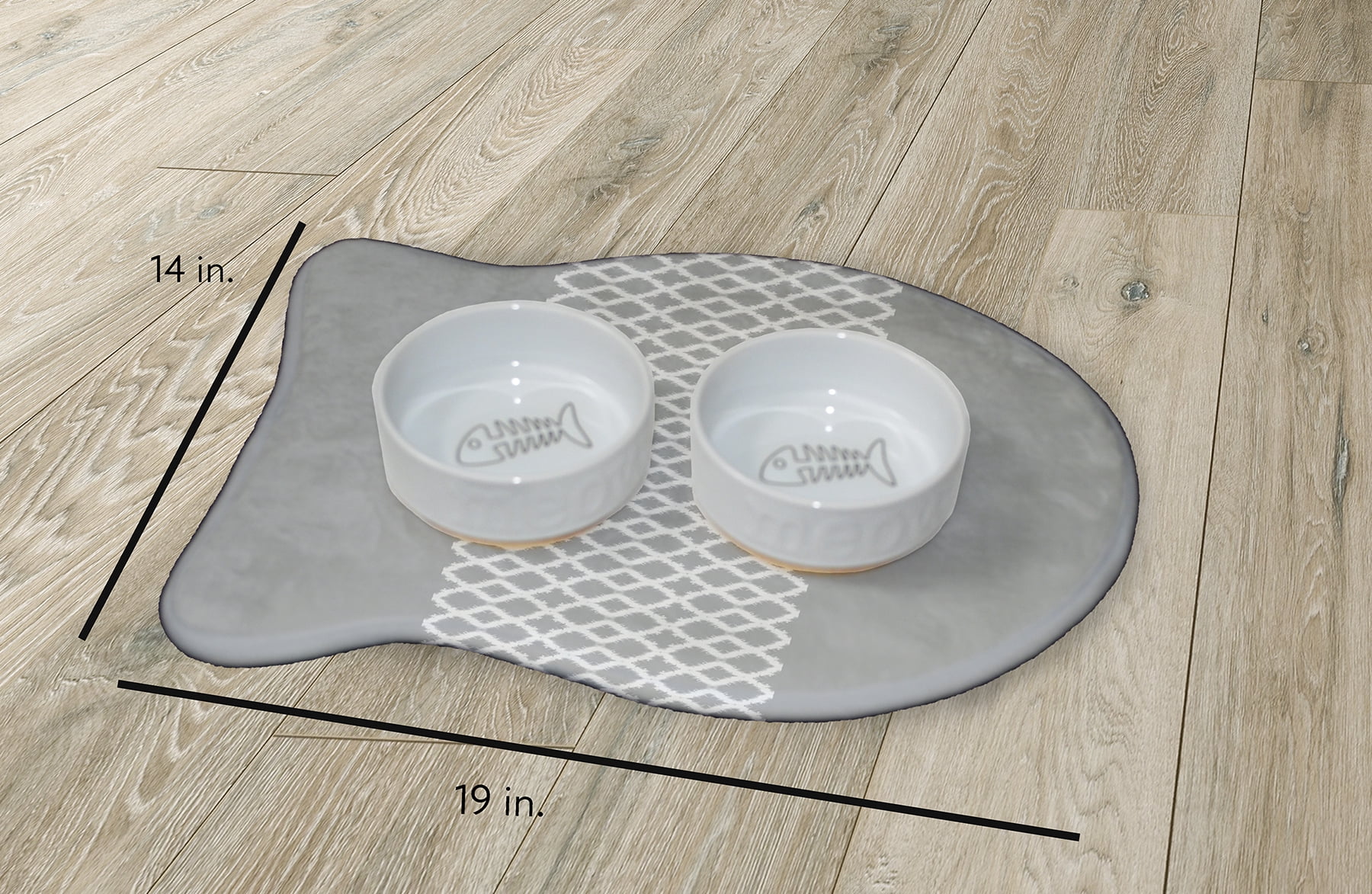 Simply Daisy Geometric Fish Shape Pet Feeding Mat for Cats