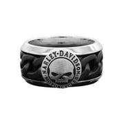 Men's Black Steel Chain Willie G Skull H-D Ring HSR0030, Harley Davidson