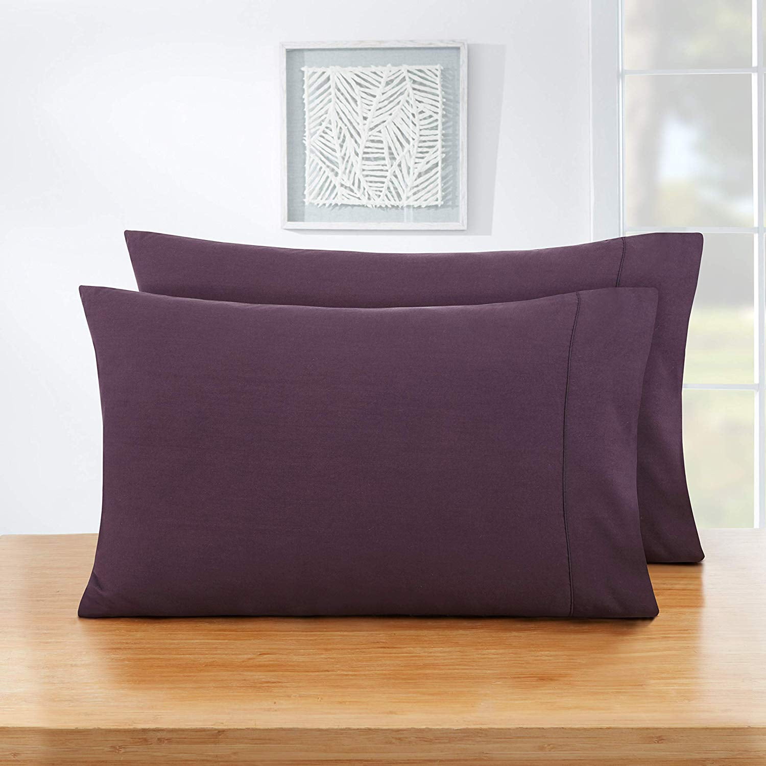 20 x 30 Inches Luxury Soft 2PC Pillow Cases Lavender New. 400 Thread Count Solid Pattern Pure Egyptian Cotton Twin XL