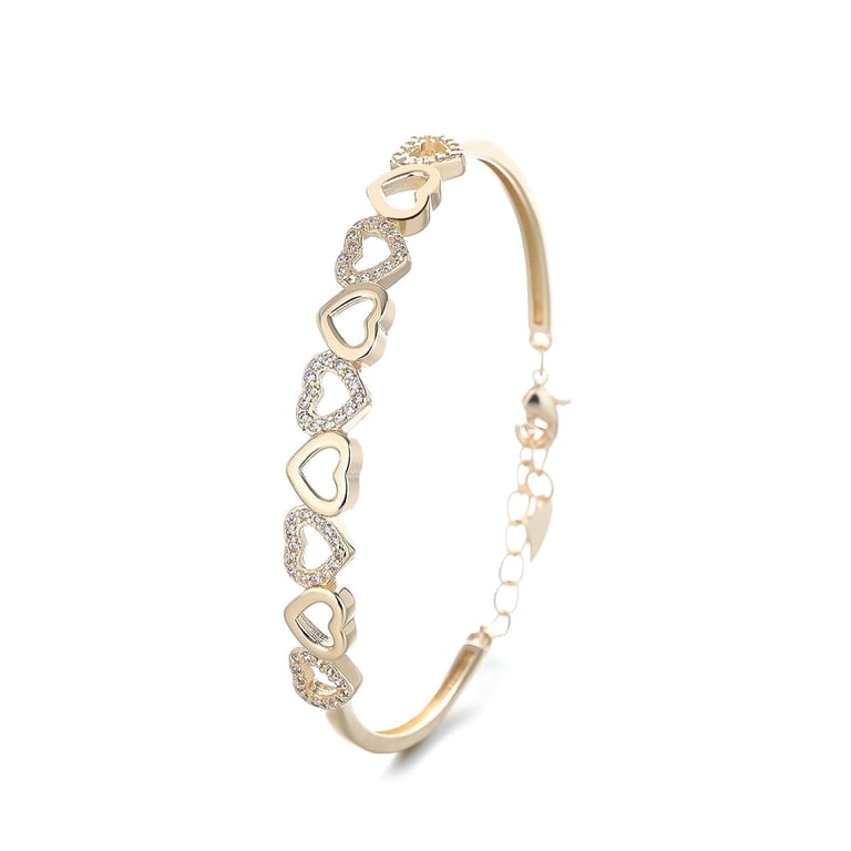 Amy & Annette Gold Heart Bangle Bracelet, Adjustable photo 1