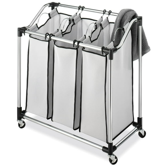Whitmor Trieur de Lessive Chromé avec Sacs en Maille de Mousse