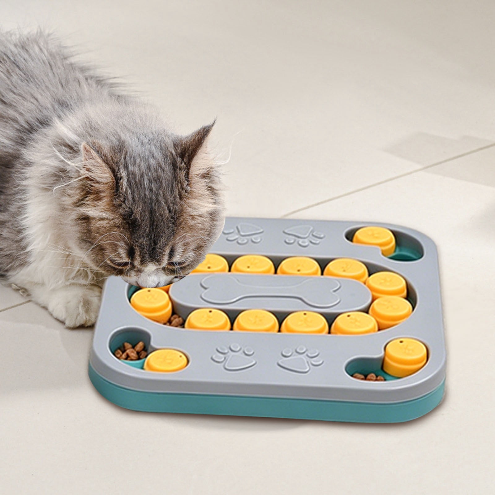 FEISHENTT Cat Puzzle Toy for Indoor Cats – Interactive Treat Dispenser & Slow Feeder for Cat and Dog, Sturdy Plastic Enrichment Toys Grey One Size