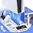 thumbnail image 1 of Ps5 Stand With Cooling Fan And Dual Ps5 Controller Charging Station For Ps5 Console, Ps5 Cooling Stand With Headset Holder,13 Game Slots And 3 Levels, 1 of 5