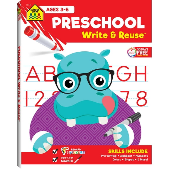 School Zone Preschool Write & Reuse Workbook (Walmart Exclusive)