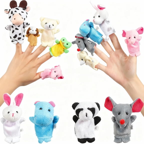 Garvee 10 pcs Soft Plush Animal Finger Puppets Set, Finger Puppets, Multicolor
