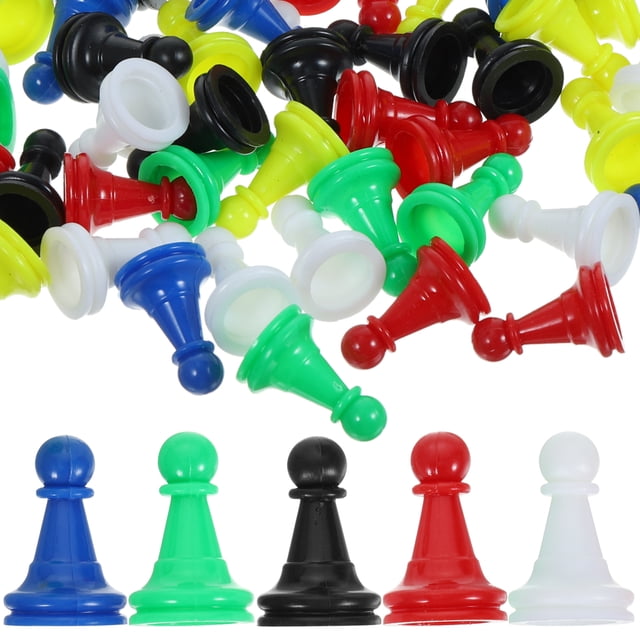 CIMAXIC game pieces 96pcs Multicolor Plastic Pawns Chess Pieces Game for Board Games Educational Board Games Accessories Random Color,1"X0.65"X0.65"