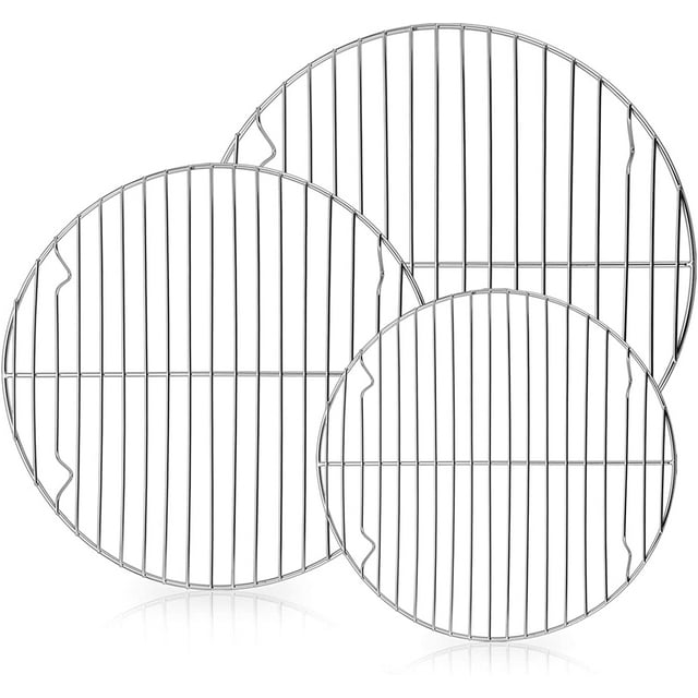 GFDYREE Grilles de Cuisson Rondes Rafraîchissantes - Tailles 71⁄2? & 9? & 101⁄2? - Ensemble de Grilles Rondes en Acier Inoxydable pour Cuisson Vapeur et Cuisson, Multi-Usages pour Friteuse à Air Chaud et Autocuiseur, Lavable au Lave-Vaisselle