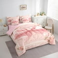 thumbnail image 3 of Manfei Girly Pink Bowknot Twin Bedding Sets 7-Piece, Vintage Romantic Rose Bedding Comforter Set, Fairy Tale Princess Reversible Sheet Sets, Luxury Bedroom Decor, 3 of 7