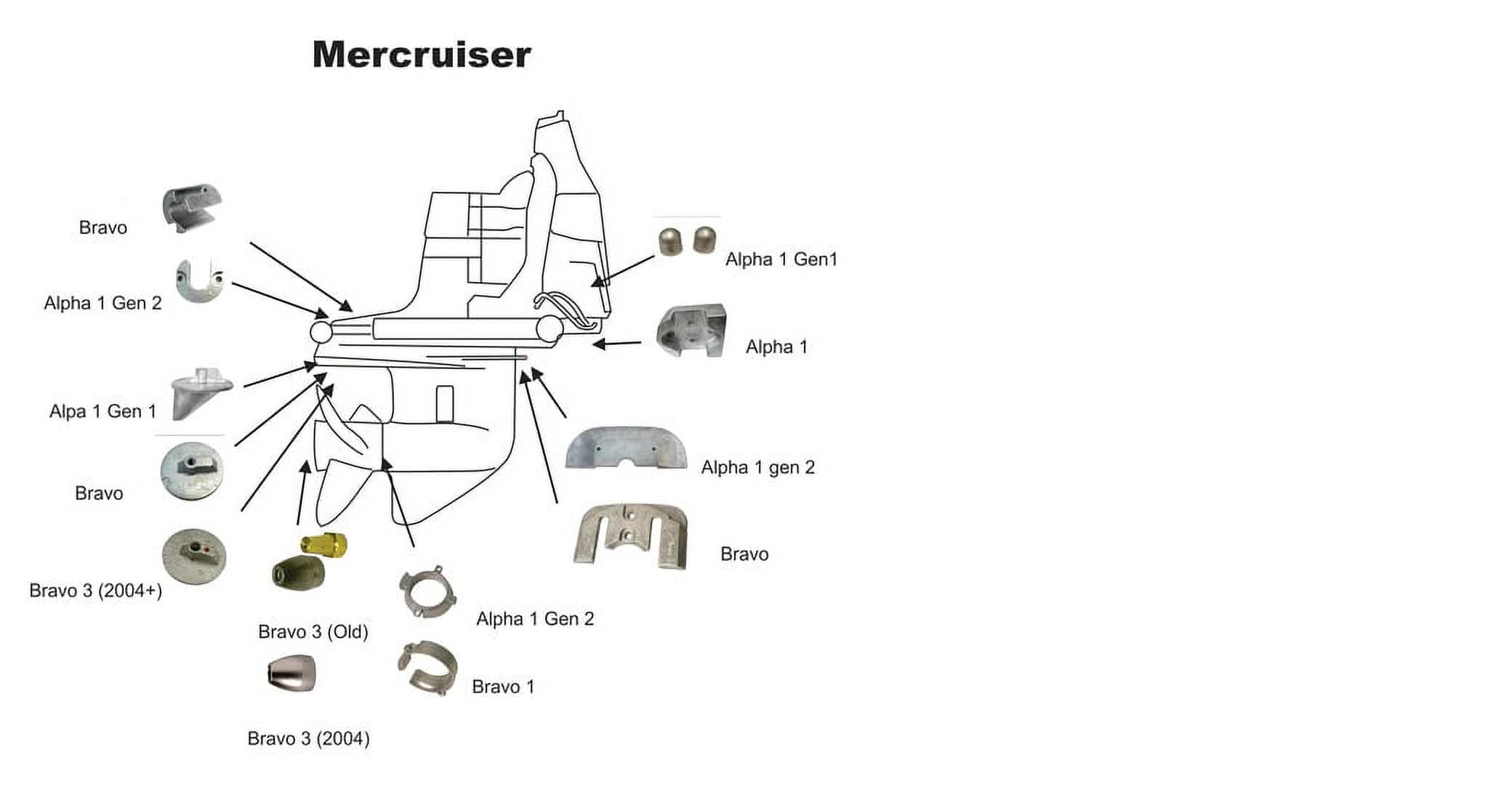Complete Magnesium Anode Kit for Mercruiser Bravo 2 and 3