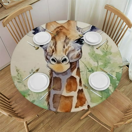 

Autua Giraffe Round Table Cover Stain Resistant Washable Indoor Outdoor Tablecloth Kitchen Dining Wedding Parties Outdoor Fitted 100% Polyester Fiber 42 -46
