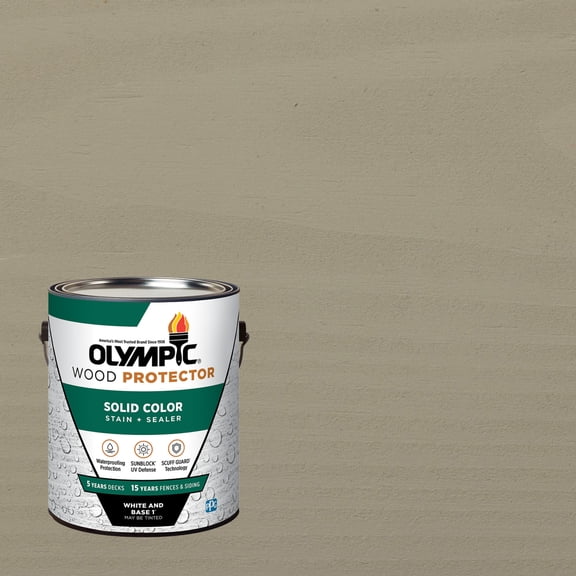 Olympic 1 Gallon SC-1075 Silver Dollar Exterior Solid Wood Protector Stain Plus Sealer in One