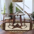 thumbnail image 4 of Country Texas Star Round Area Rug 5 FT, Non Slip Bedroom Area Rug, Brown Farmhouse Vintage Wooden Washable Soft Circular Carpet Non-Shedding Floor Mat for Kitchen Dining Room Foyer Balcony Dorm, 4 of 9