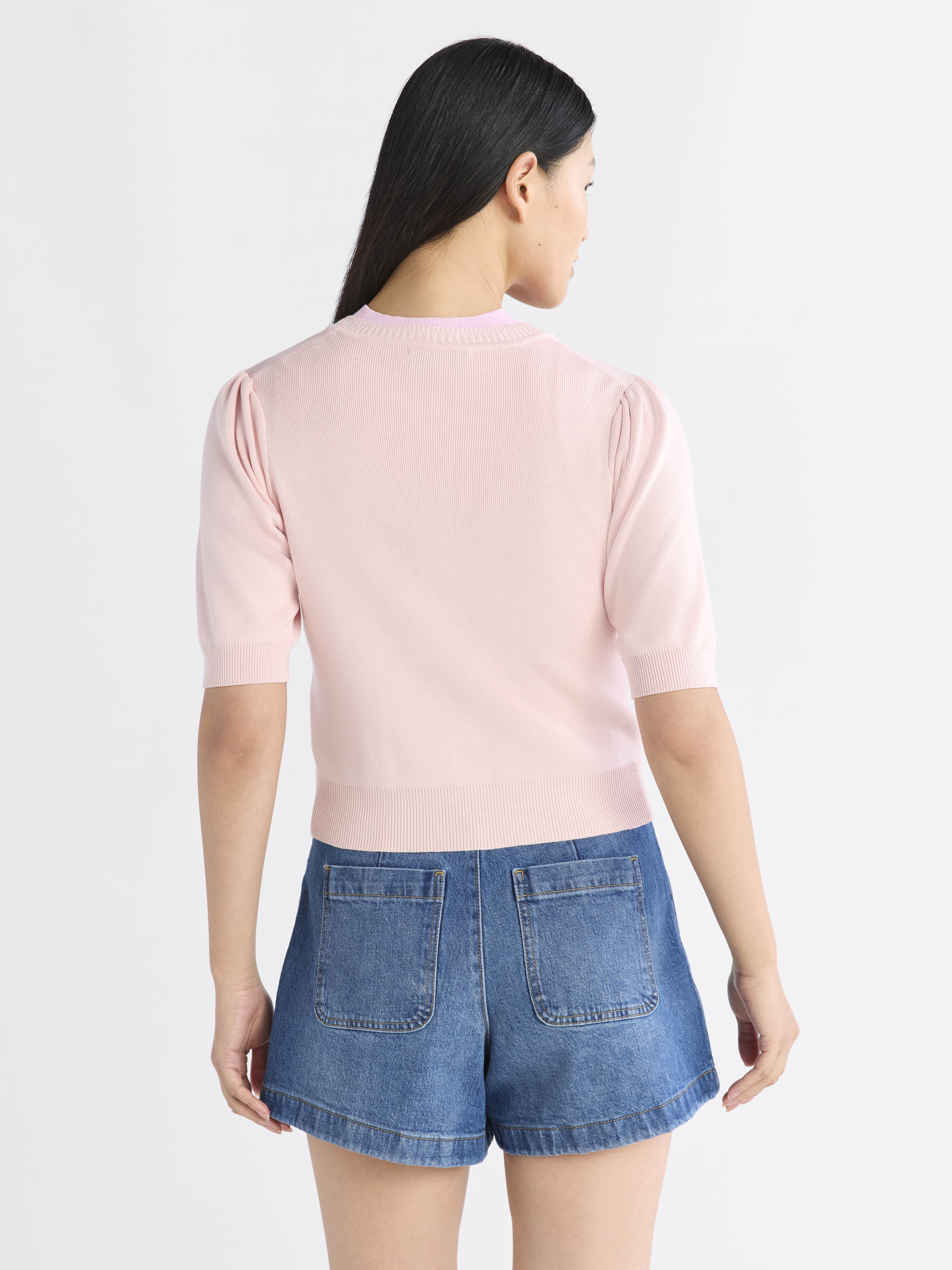 Free Assembly Women's Cardigan Sweater with Puff Sleeves, Lightweight, Size XS-XXL