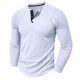 thumbnail image 1 of pstuiky camisetas de manga larga para hombre, Camisa informal de manga larga con cuello redondo y botones de color liso para hombre salir tops m, 1 of 8