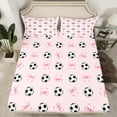 thumbnail image 2 of Manfei Football Soccer Game Bed Sheets,Sport Theme King Sheets,Cartoon Bow Knot Sheet Set For Girl Boy,Breathable Home Decor,4pcs, 2 of 7