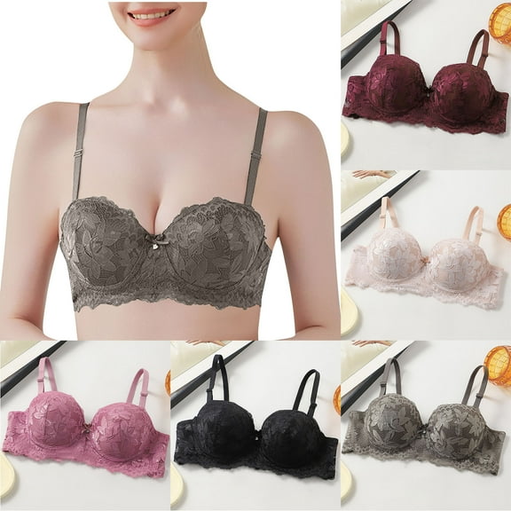 Ahuyic Womens Bra,Summer Plus Size Bra,Womens Solid Color Blocking Lifting Gathering Folding Sagging Bra Lingerie For Womens Daily Bra,Pink,M