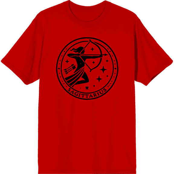 Sagittarius Zodiac Sign Adult Red Crew Neck Short Sleeve Tee-Large