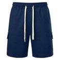 thumbnail image 4 of Iugvhana Mens Cargo Sweat Shorts Casual Drawstring Elastic Waist Relaxed Fit Athletic Workout Gym Jogger Shorts with Multi-Pockets Navy XL, 4 of 5