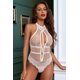 thumbnail image 4 of ABPHQTO Teddy de malla con detalles de lunares y cuello alto de encaje blanco para mujer, 4 of 5