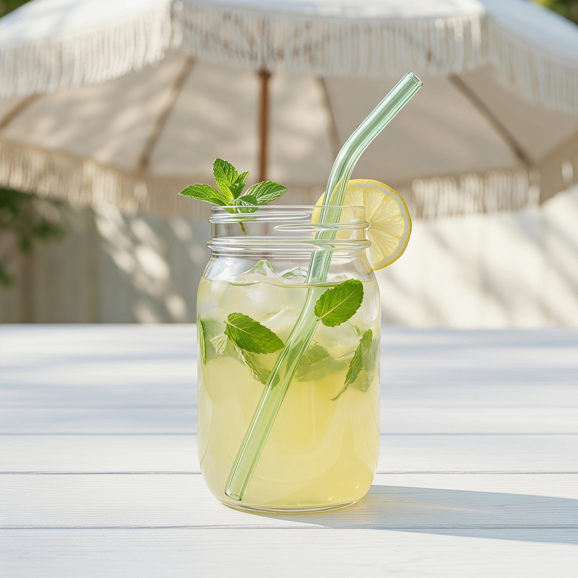 Unique Bargains 10Pcs Reusable Glass Dishwasher Safe Straws Light Green