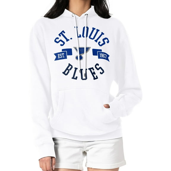 Women's G-III 4Her by Carl Banks White St. Louis Blues City Graphic Fleece Pullover Hoodie
