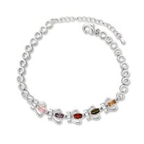 Kaash Customs Crown Shape Sterling Silver Adjustable Minimalist CZ Stone Anklet Bracelet Best Gift for Her on Birthday and Christmas