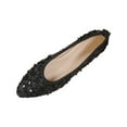 thumbnail image 2 of Miluxas Women's Rhinestone Flats Elegant Bow Knot Glitter Ballet Flats Dress Pearl Wedding Shoes Pointed Toe Slip On Loafers for Women Black 9.5(43), 2 of 8