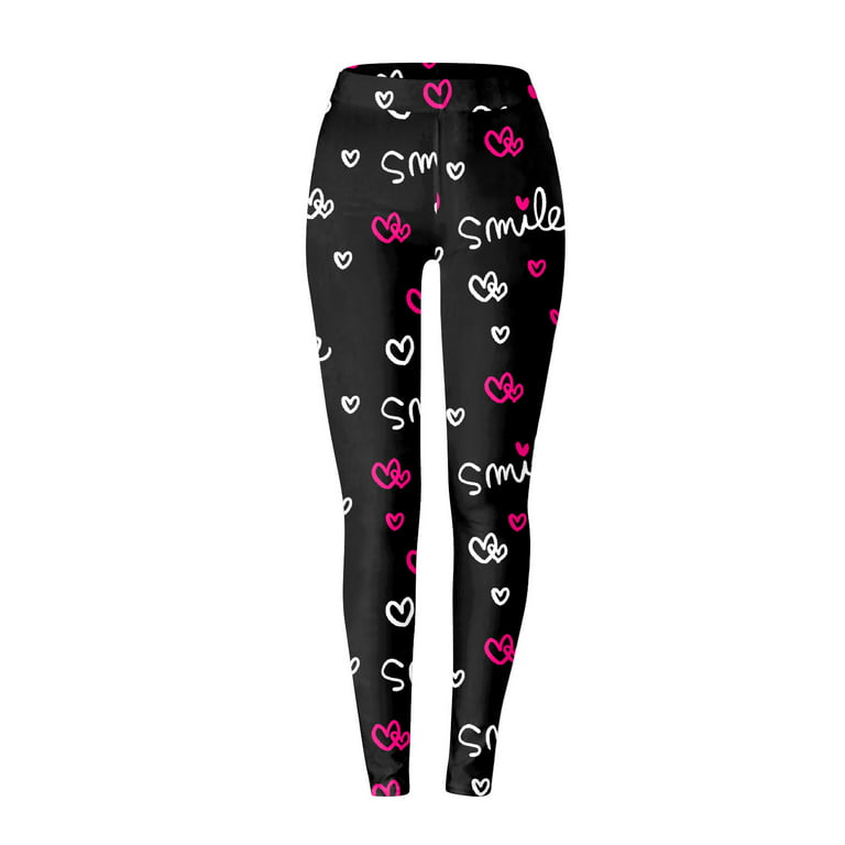 Womens Compression Leggings Tights Breathable Valentine Day Cute Print  Casual Comfortable Boot Pants Womens Workout Leggings 