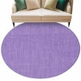 thumbnail image 2 of Purple 6ft Round Rug, Farmhouse Burlap Solid Purple Color Modern Linen Texture Non-Skid Rubber Backing Large Area Rugs - Living Room Bedroom Home Office, Indoor Floor Mat Carpets Washable Rug, 2 of 9