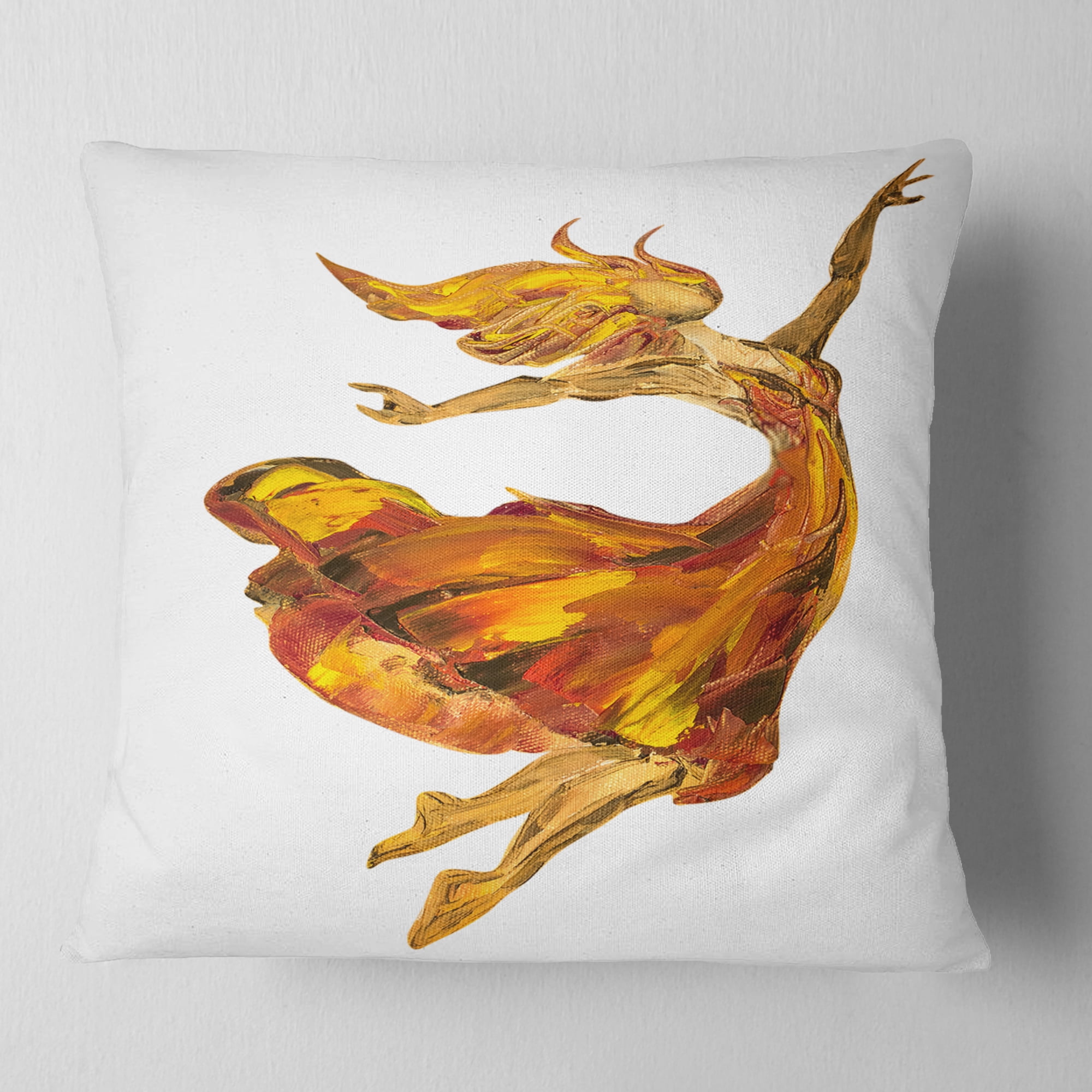 Designart Fire Ballerina - Portrait Throw Pillow - 16x16