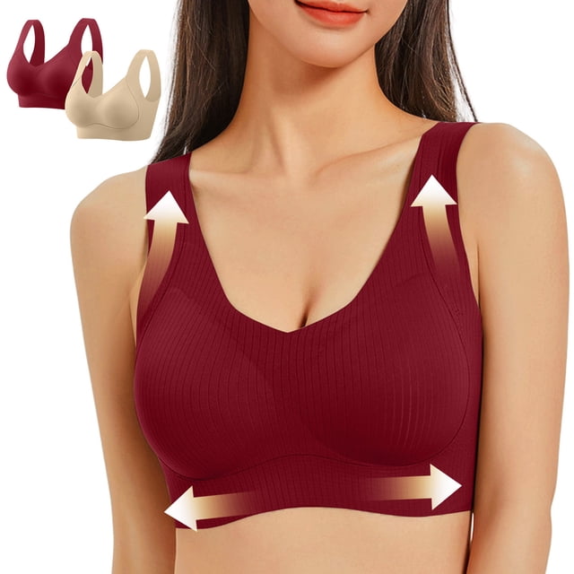 Diufon 2 Pack Womens Plus Size Bras Wireless Everyday Full Coverage Support Bras Comfortable Sports Yoga Bralettes