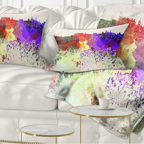 Designart Edinburgh Skyline - Cityscape Throw Pillow - 12x20