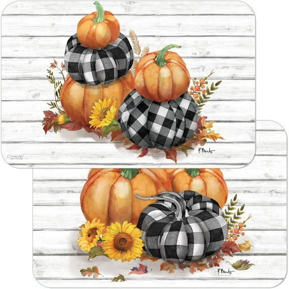 Wipe-Clean Reversible Decofoam Placemats, Rustic Fall, Set of 2, Made in The USA