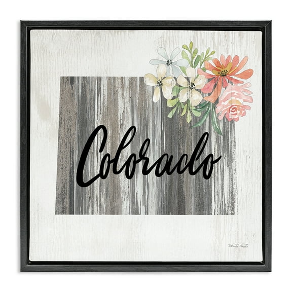 Stupell Industries Shabby Chic Colorado Botanical & Floral Painting Black Floater Framed Canvas Art Print Wall Art, 18 x 18